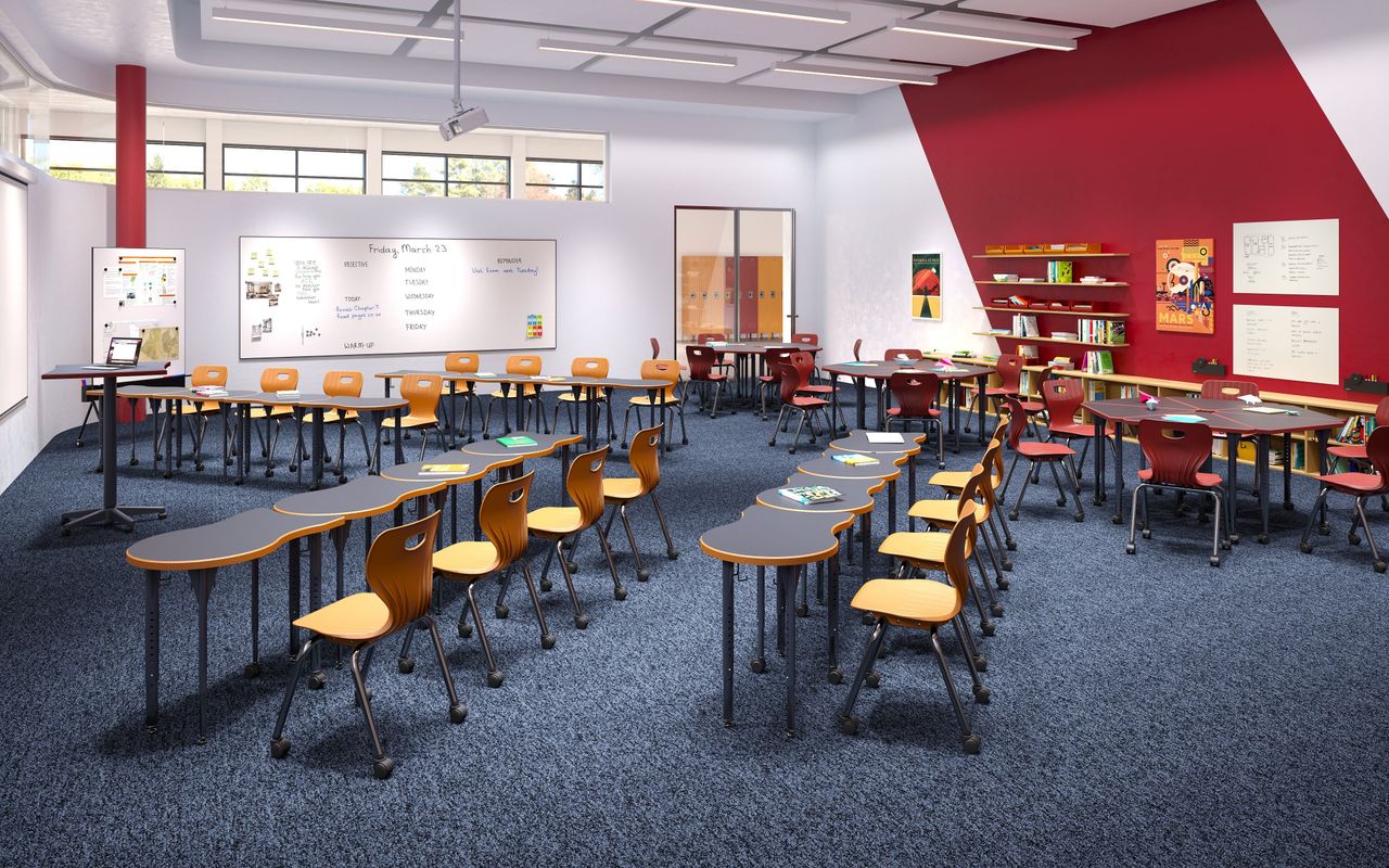 Middle School Lifestyle Render for Classroom Furniture