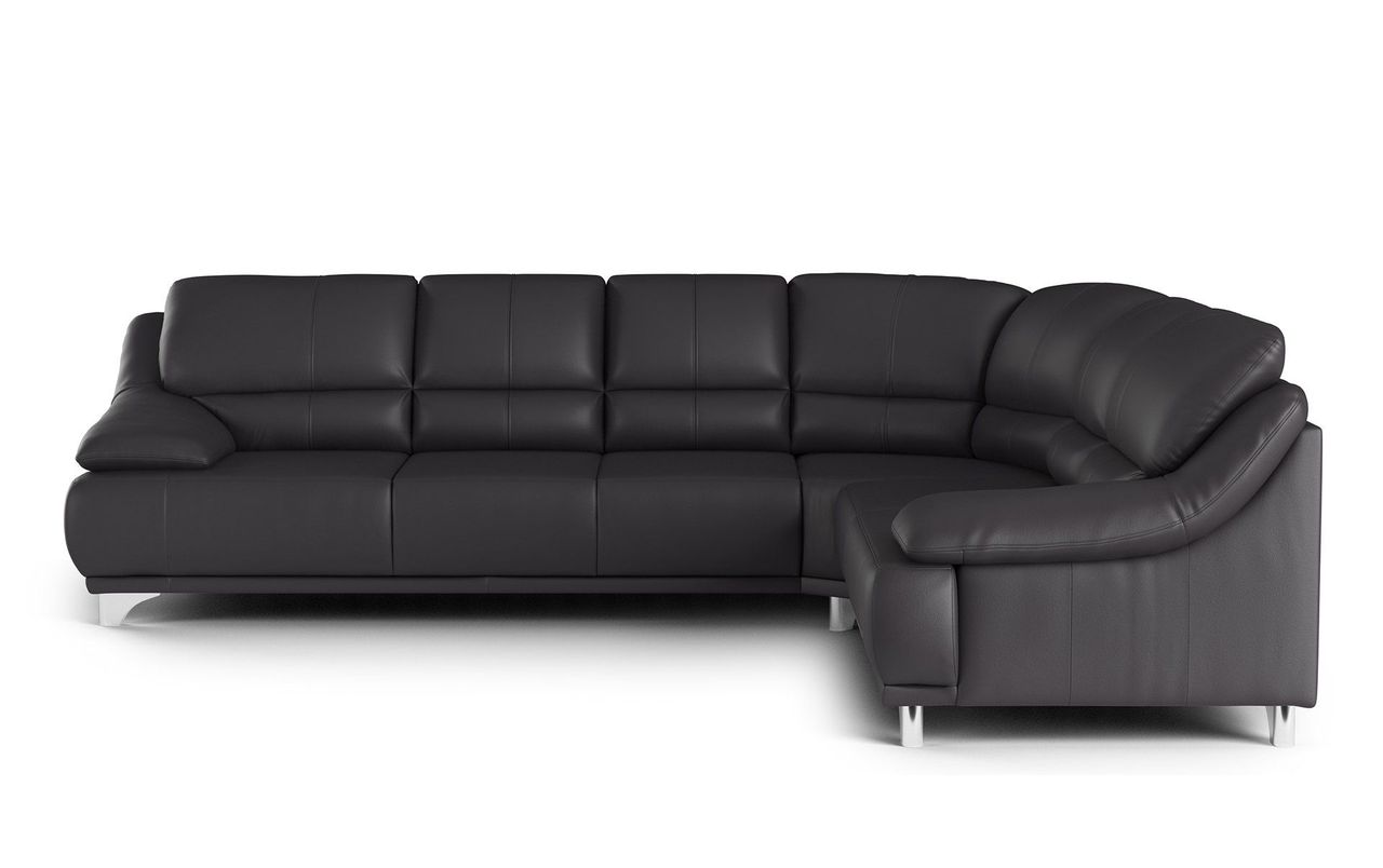 3D Render of a Black Leather Sofa