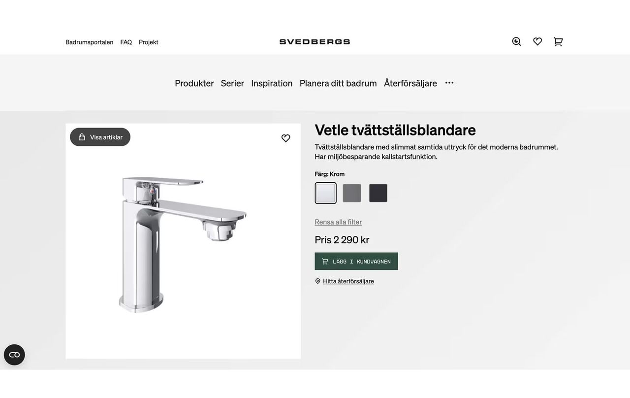 Silo product image showing a single bathroom faucet displayed on an ecommerce product page