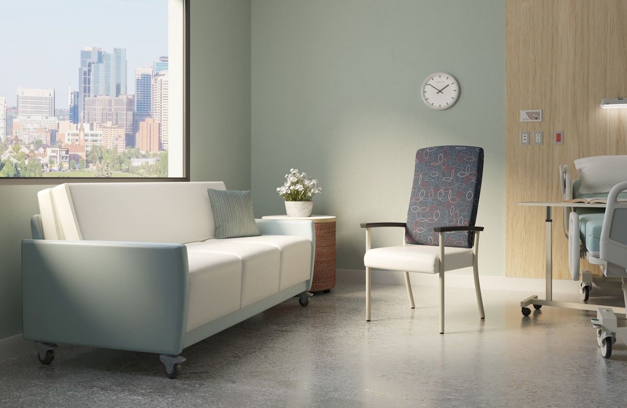 Hospital Room Sofa Lifestyle 3D Rendering