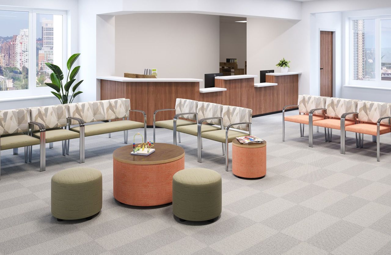 Hospital Lobby Furniture Lifestyle 3D Rendering
