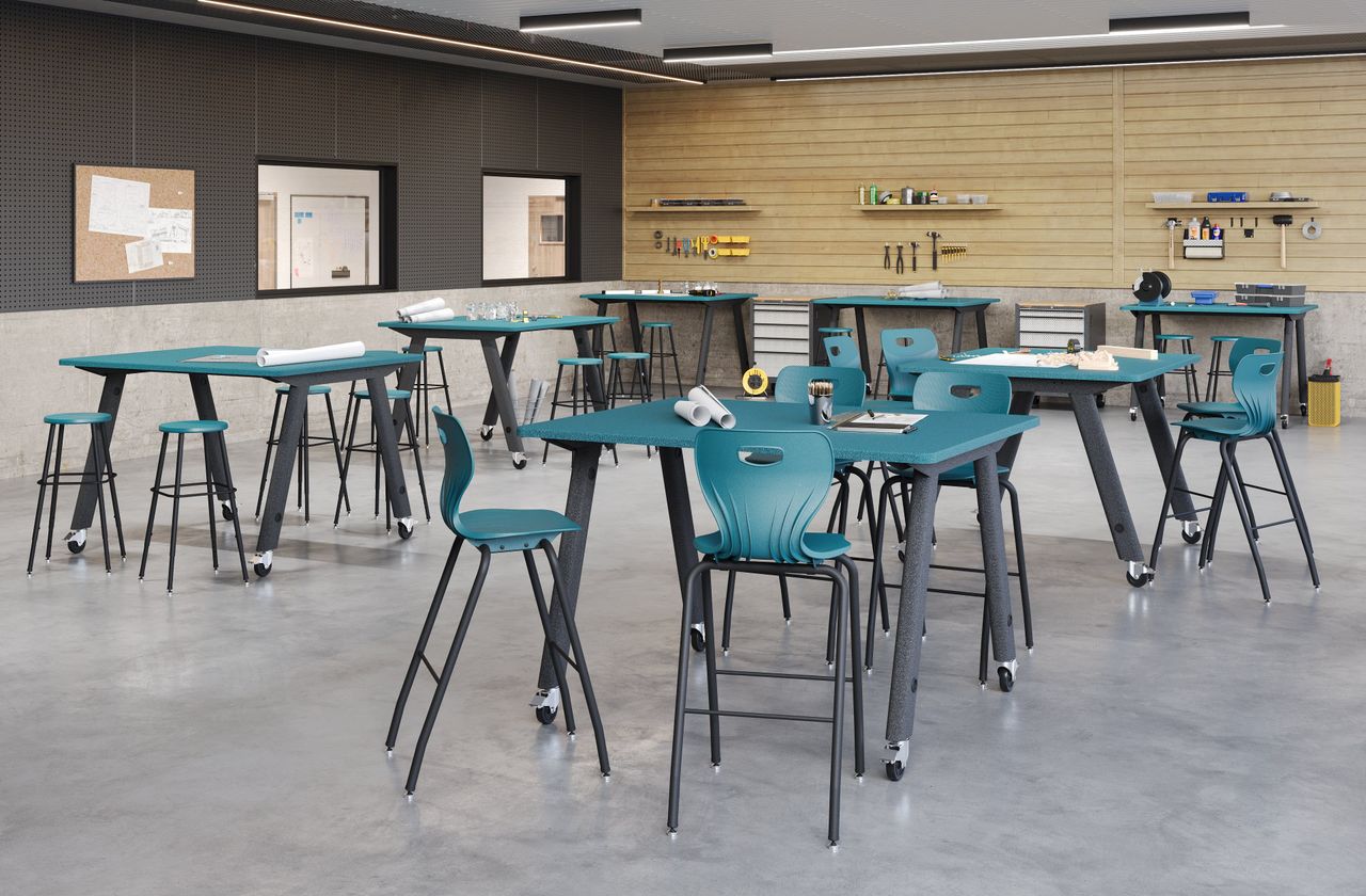 Workshop Room Lifestyle Render for Classroom Furniture