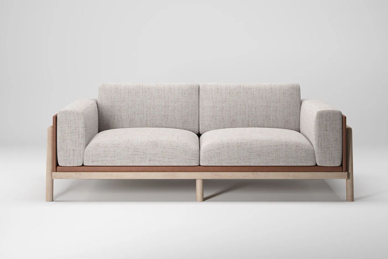 Silo Rendering of a Gray and Beige Sofa