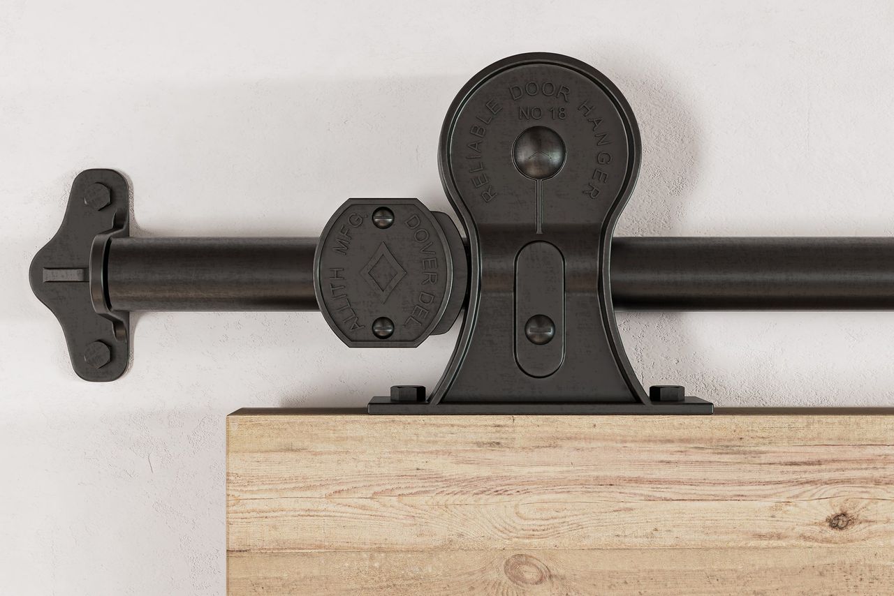 Wooden Door on a Plain Wall Close-Up Rendering