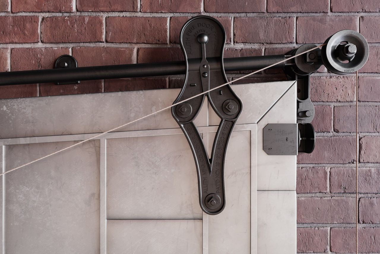 Iron Door on a Brick Wall Close-Up Rendering