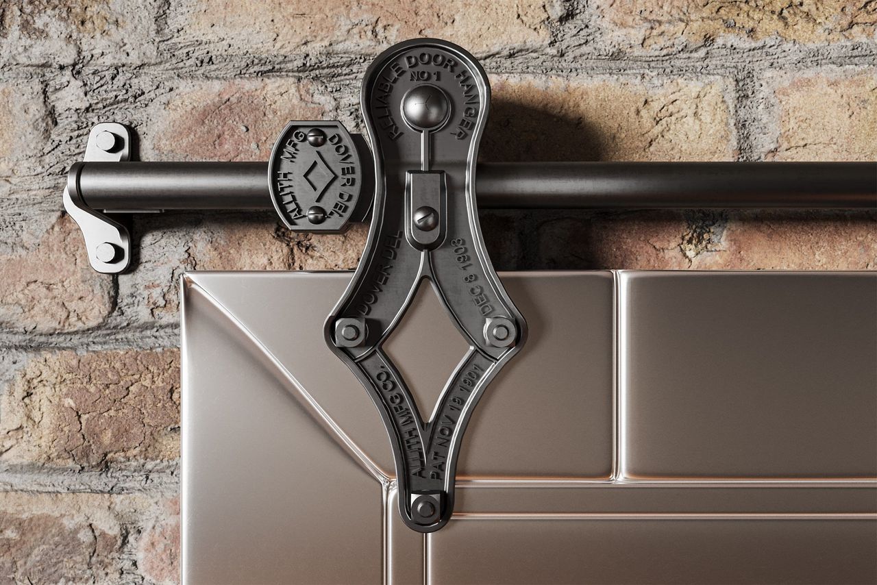 Steal Door on a Brick Wall Close-Up Rendering