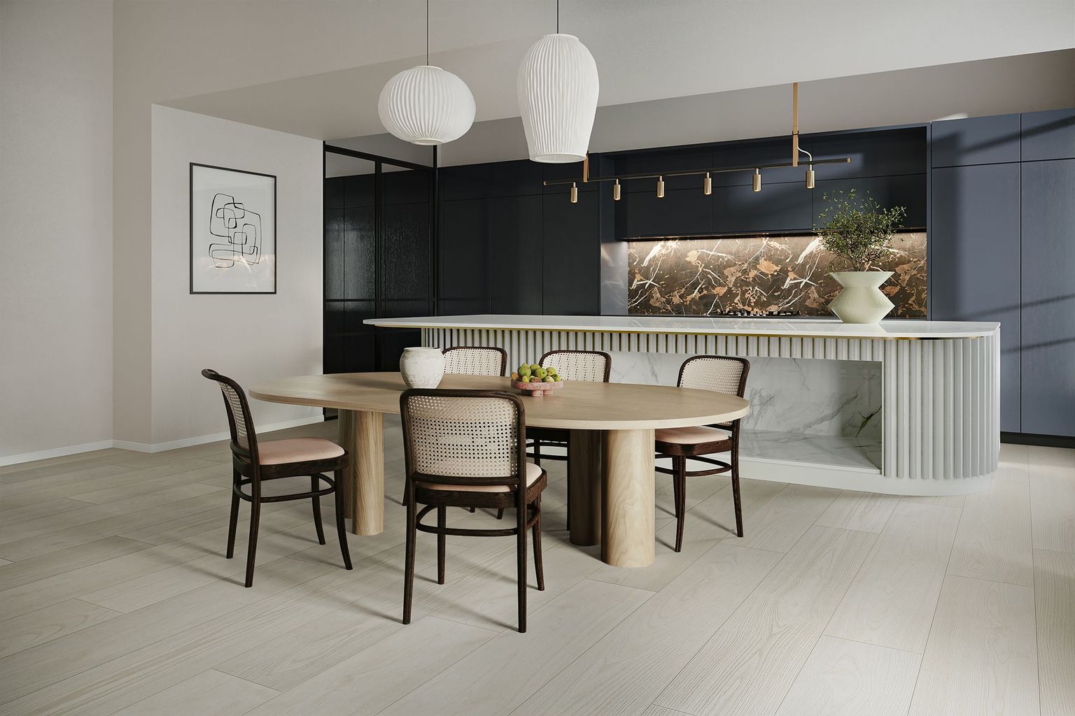 Dining Room Light Floor Lifestyle CG Rendering