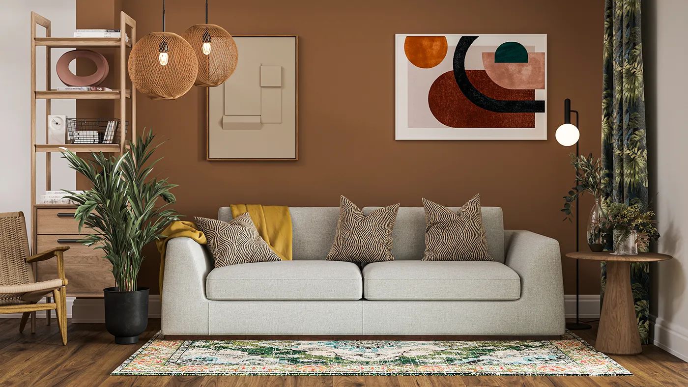 Lifestyle Rendering of a Gray Sofa