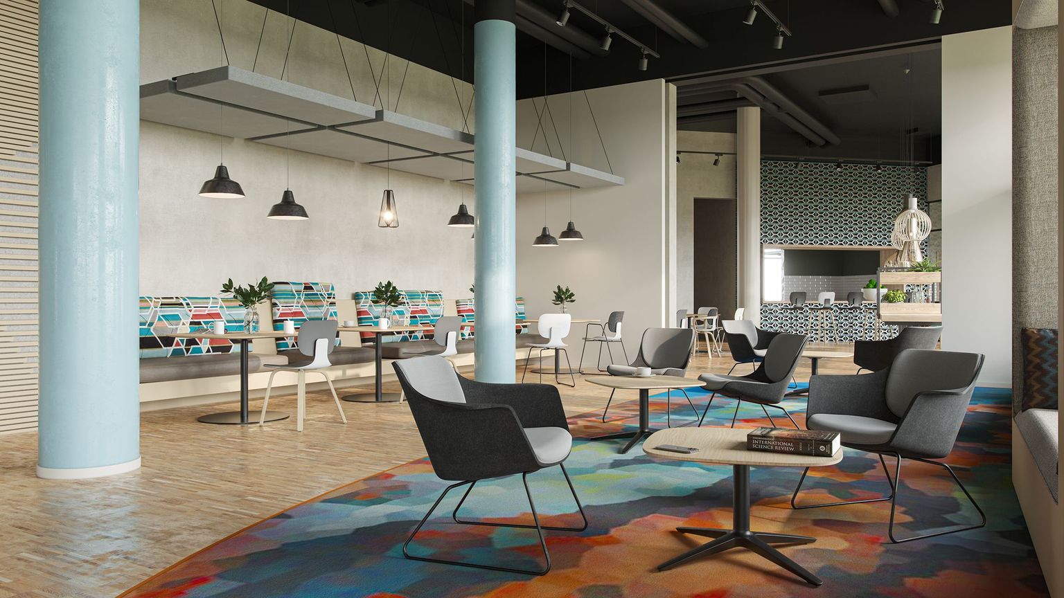 Grey Chairs Lifestyle 3D Rendering