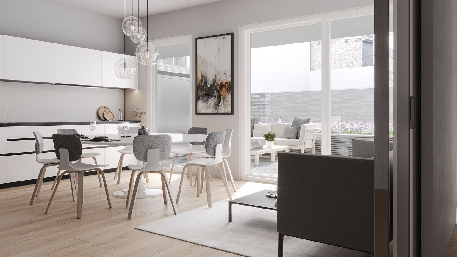 White Chairs Lifestyle 3D Rendering