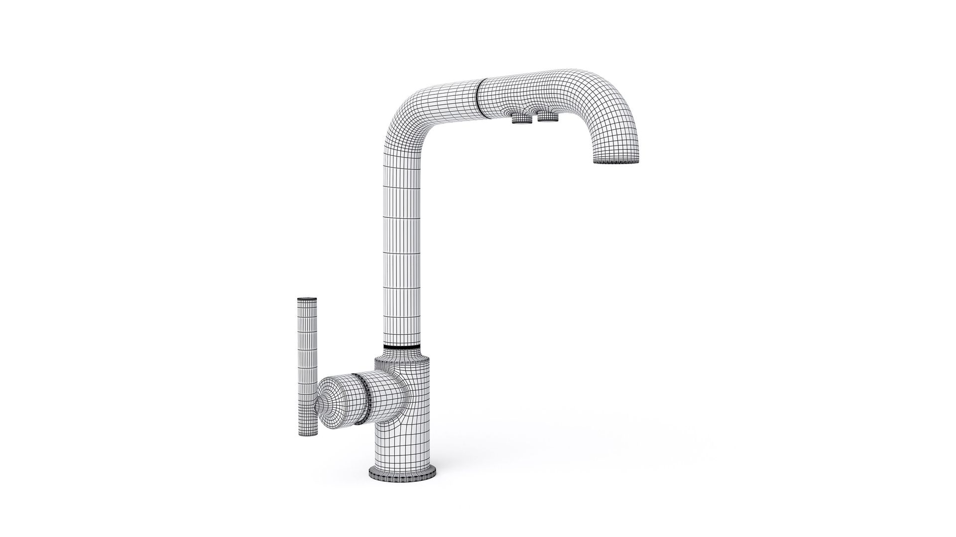 High-quality 3D model and rendering of a faucet showcasing 3D product visualization and CGI rendering techniques