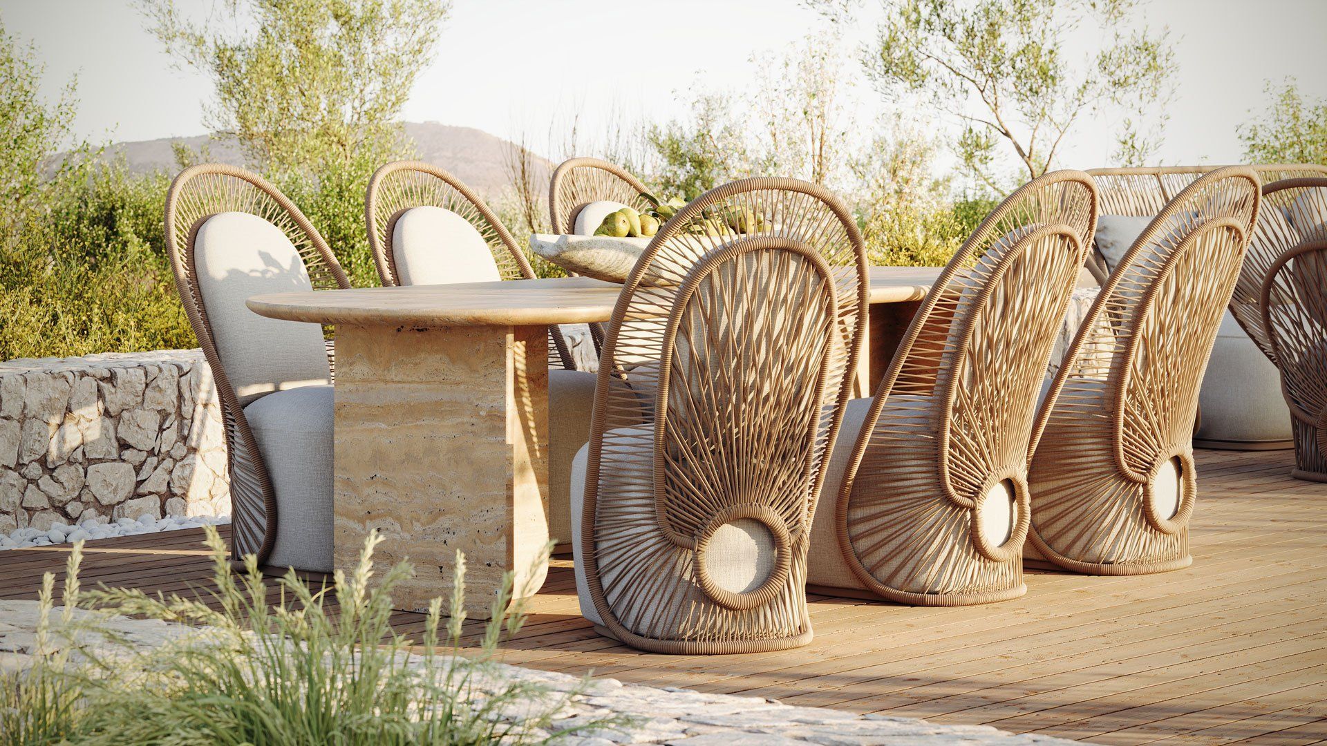 Outdoor Furniture Dining Set Lifestyle CGI