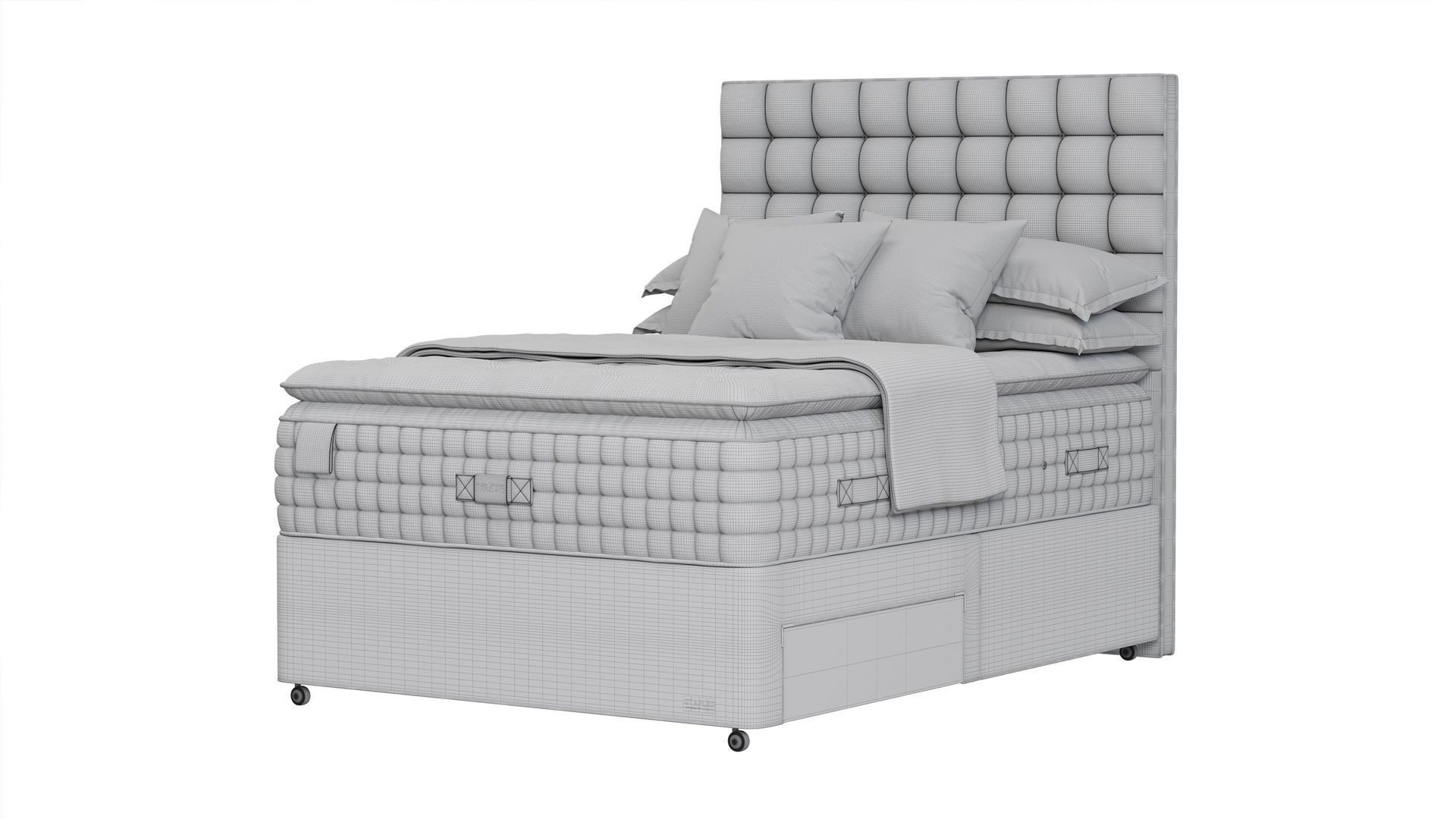 Grayscale 3D Model of a Bed