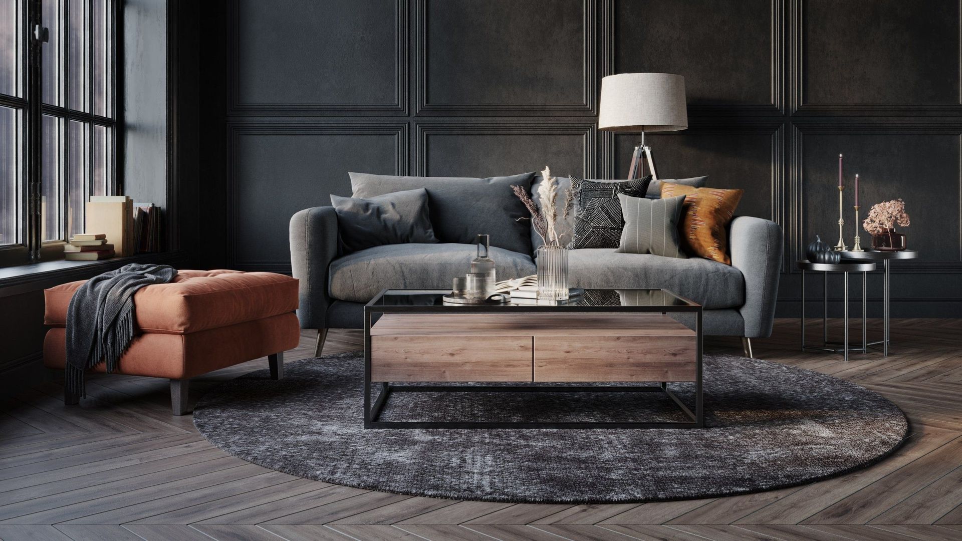 Living Room Furniture 3D Rendering