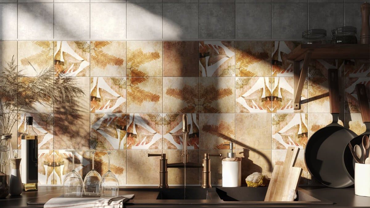 High-quality 3D interior rendering showcasing kitchen tiles and realistic furniture visualization