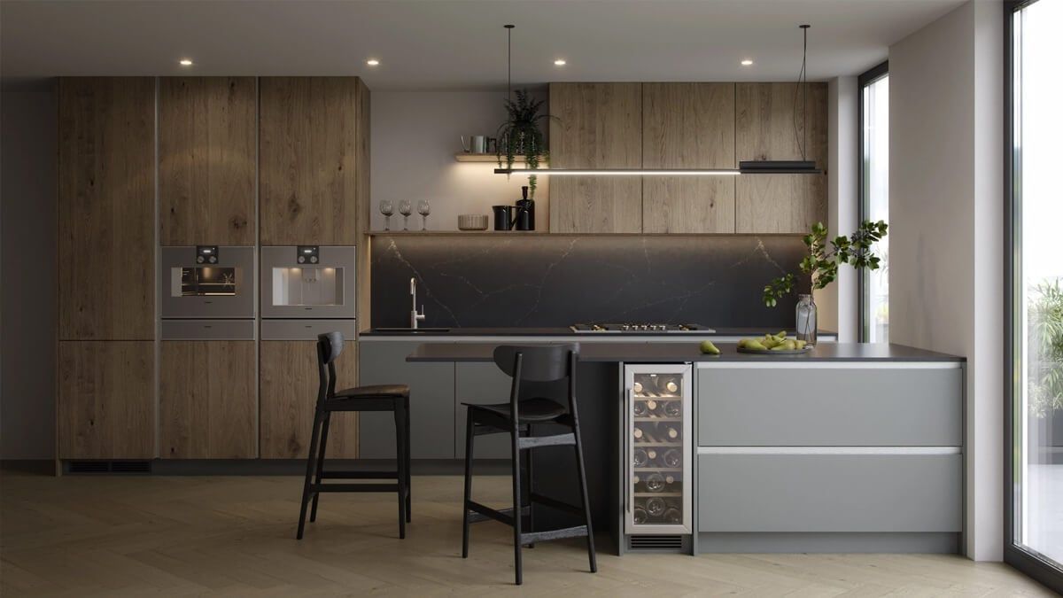 High-quality 3D kitchen interior visualization showcasing realistic furniture rendering and 3D product modeling.