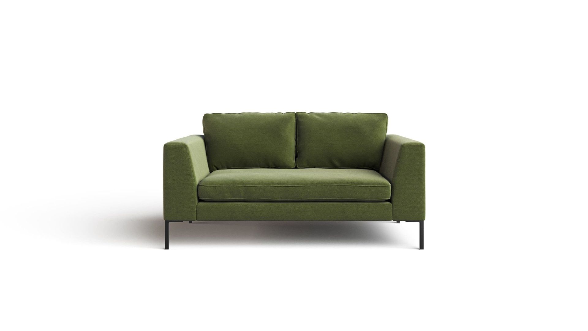 Photorealistic 3D rendering of a green sofa, showcasing first-class product visualization and modeling.