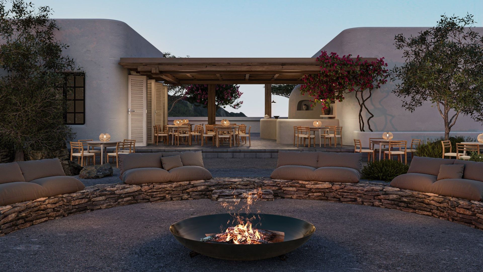 Outdoor Furniture and a Fire Pit CGI