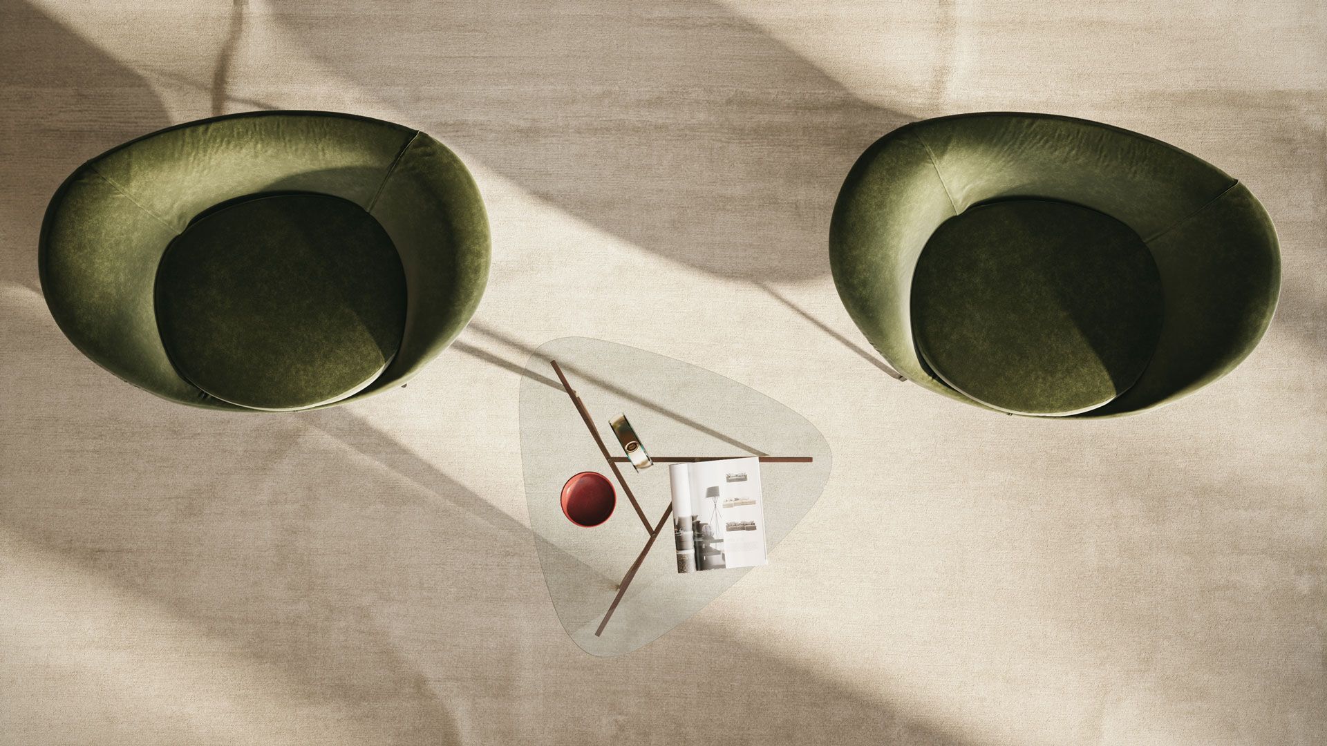 Green Chairs Top-view 3D Rendering