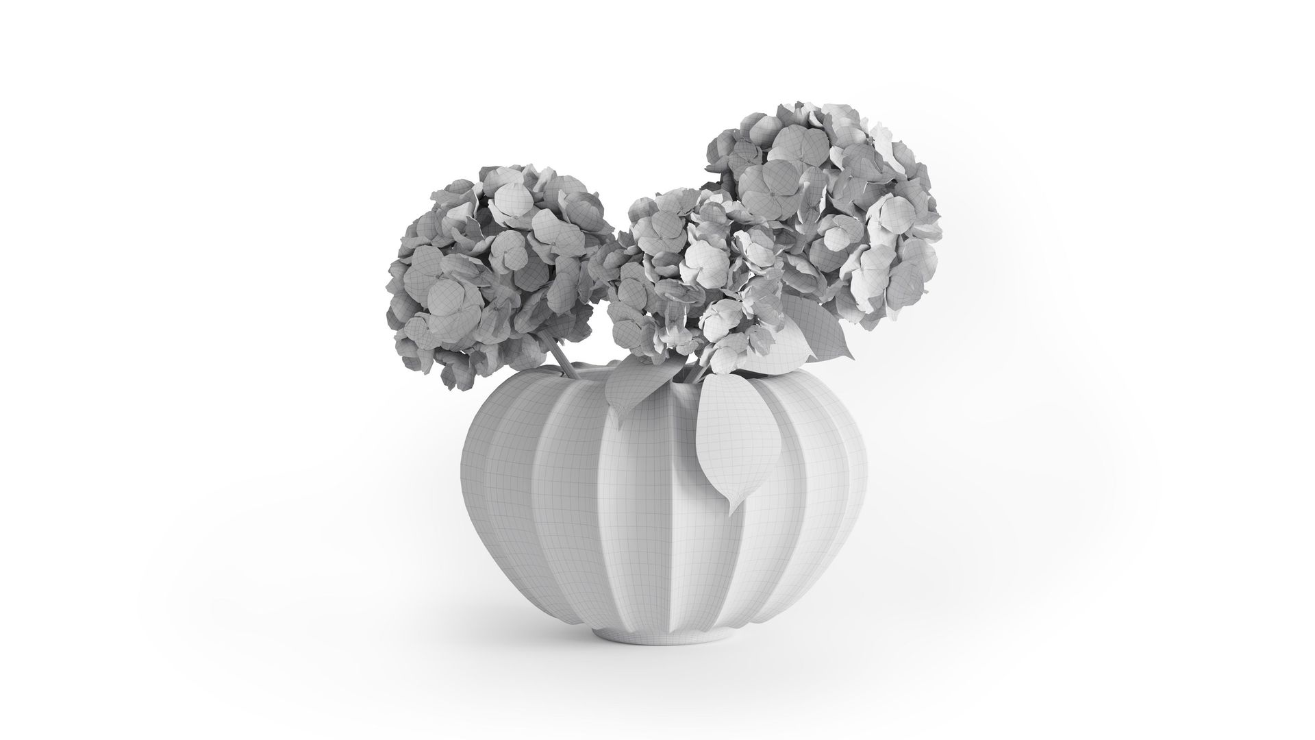 3D furniture modeling and rendering showcasing a decorative vase with flowers, highlighting 3D visualization and CGI techniques.