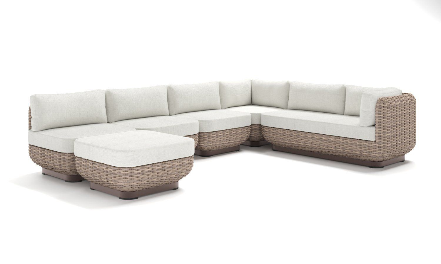White Sectional Sofa 3D Rendering