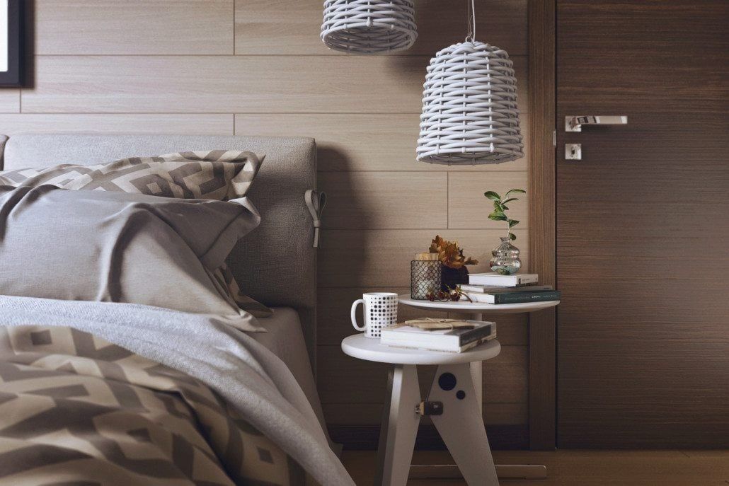 High-quality 3D interior rendering showcasing a bedroom with realistic furniture and decor, featuring 3D furniture modeling and visualization.