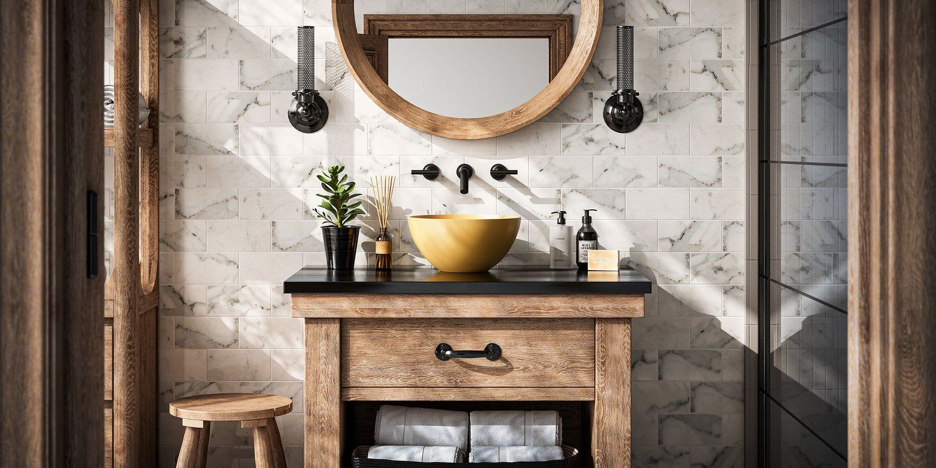 Lifestyle CGI of Sinks and Tiles