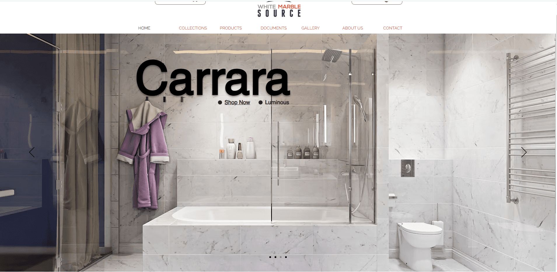 CG lifestyle rendering used as a homepage hero image to highlight premium marble tiles in a complete interior scene.