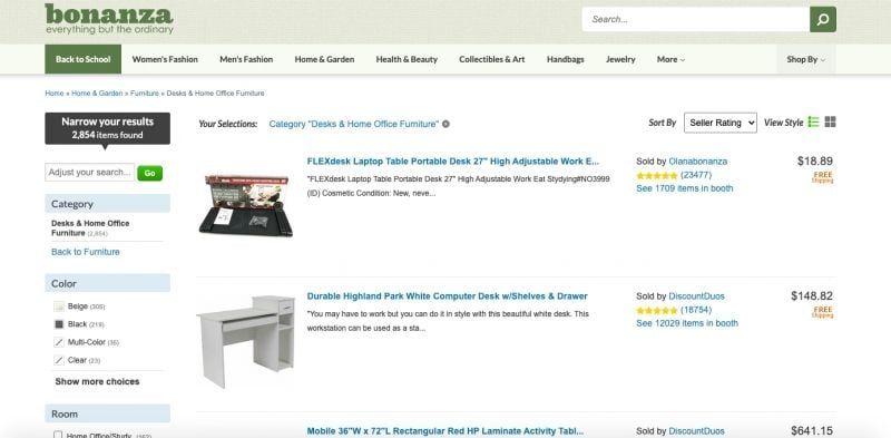 A Bonanza Online Catalog Where Furniture Makers Can Sell Their Goods