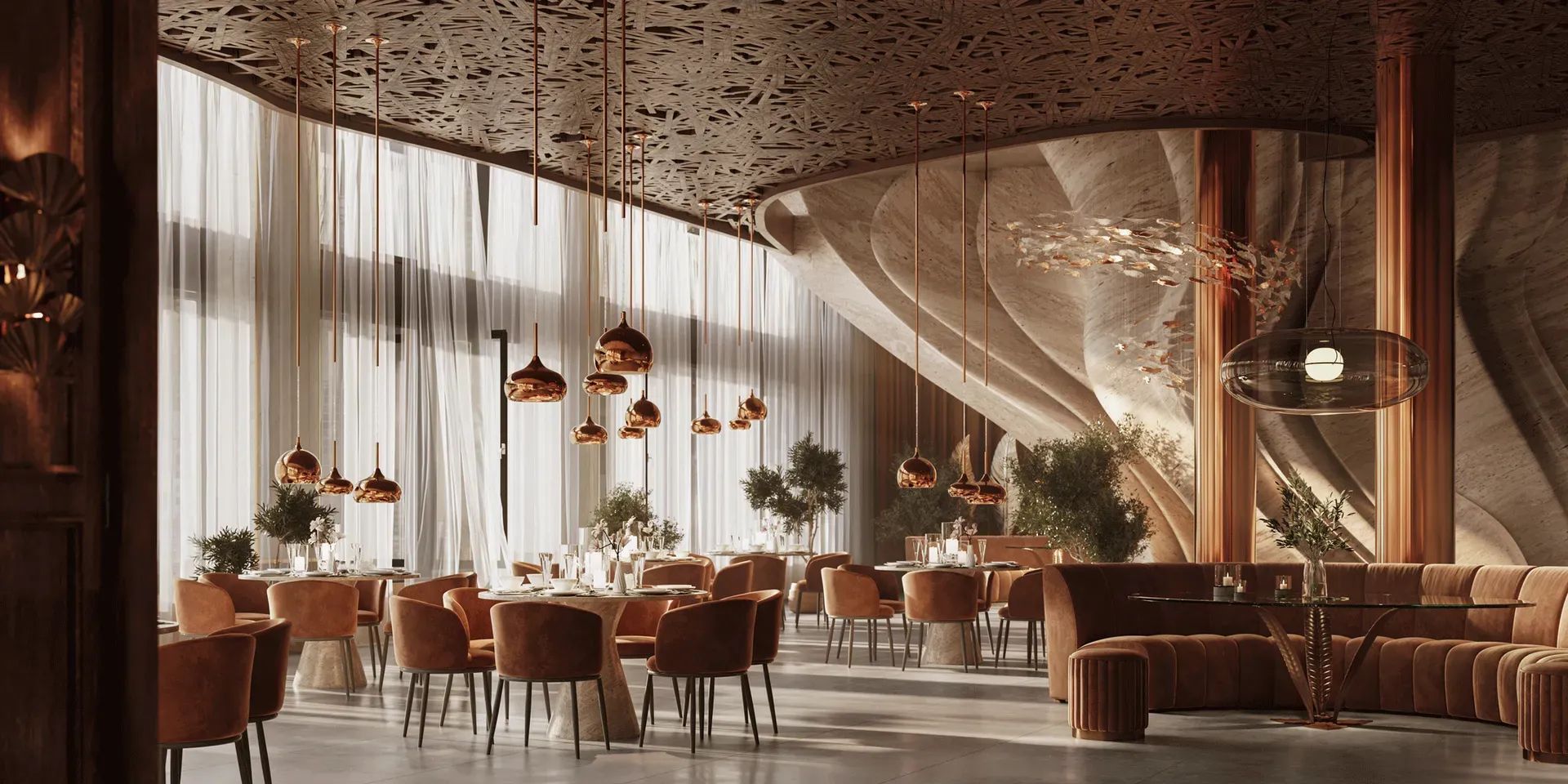 Product 3D rendering of furniture in a realistic interior environment