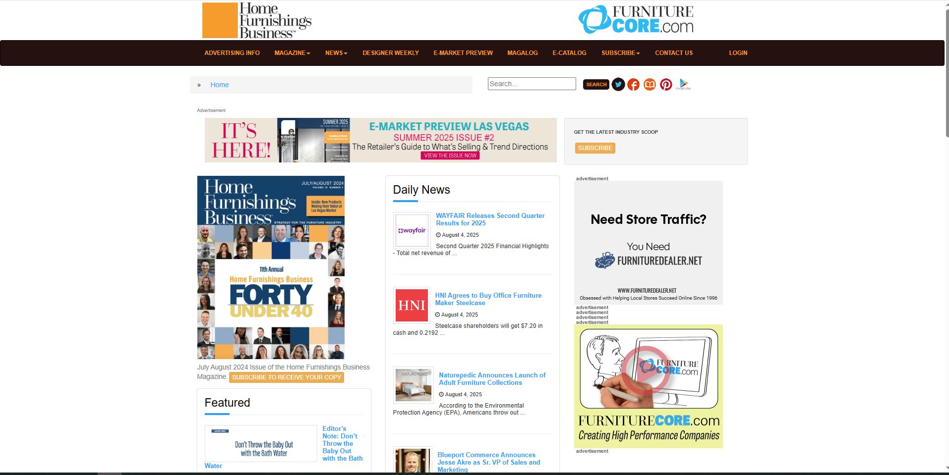 A Screenshot of a Home Furnishings Business Magazine