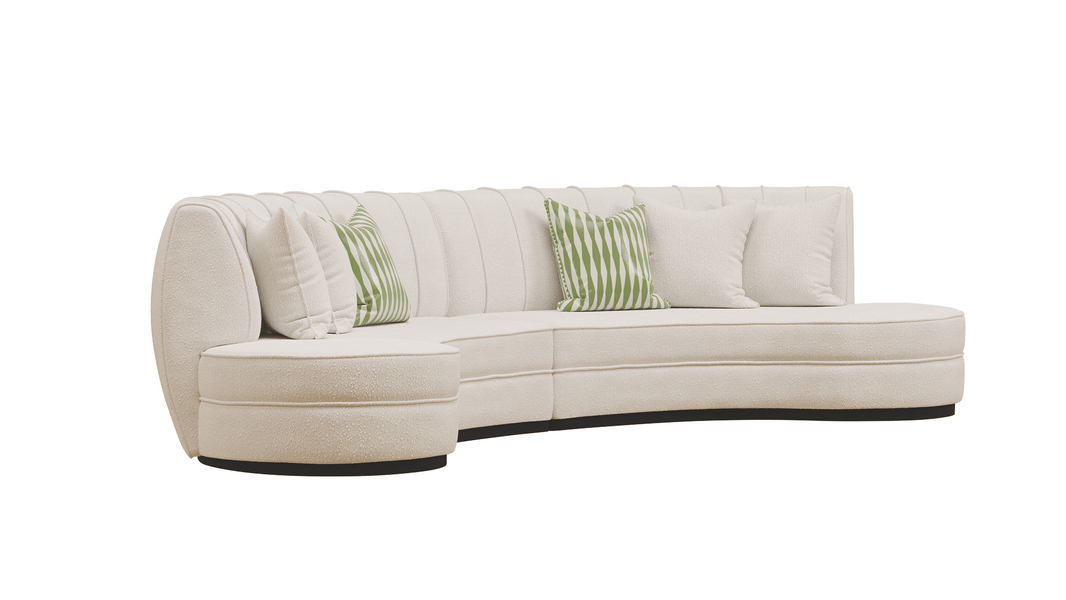 Animated preview of a 360 view of a white sofa with cushions