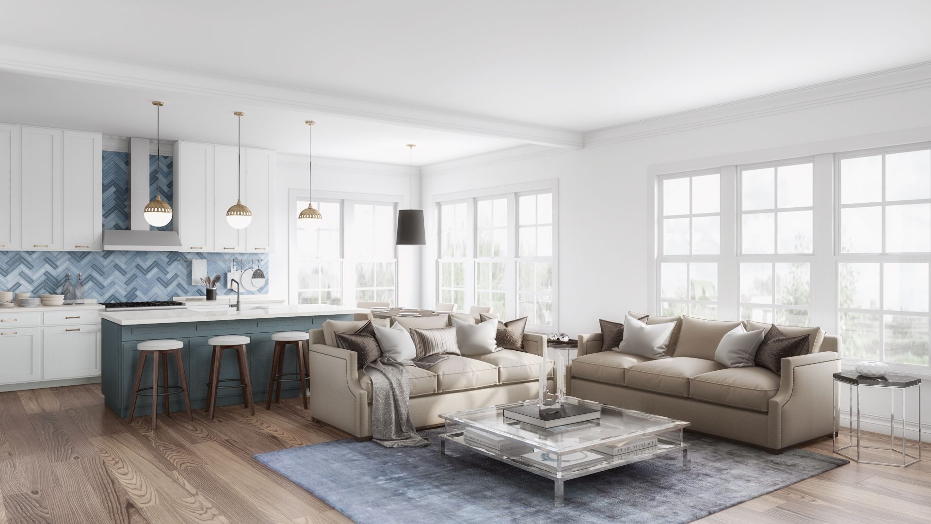 Seating Group and Kitchen Furniture 3D Render