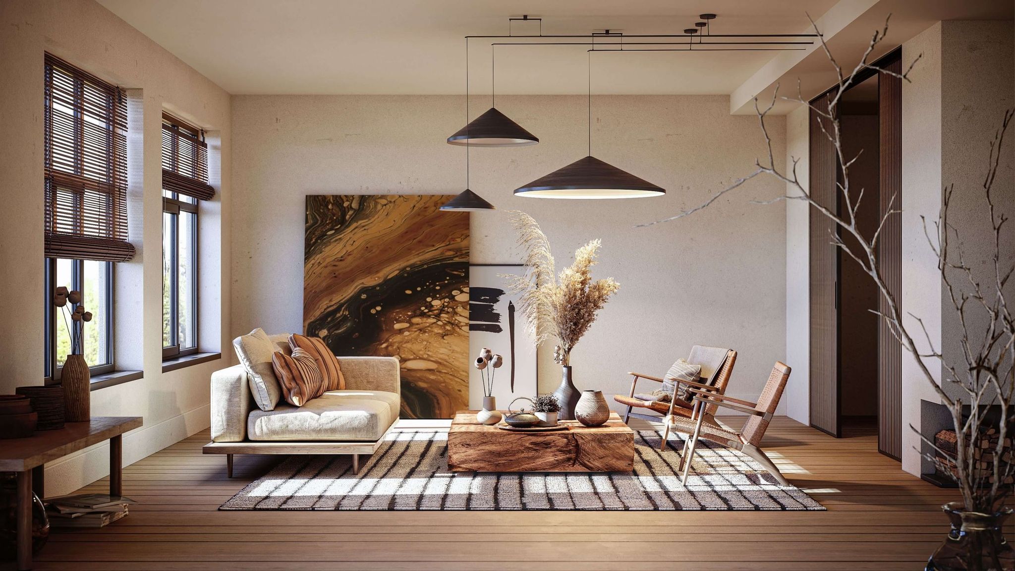 Lifestyle 3D Rendering for a Living Room Furniture