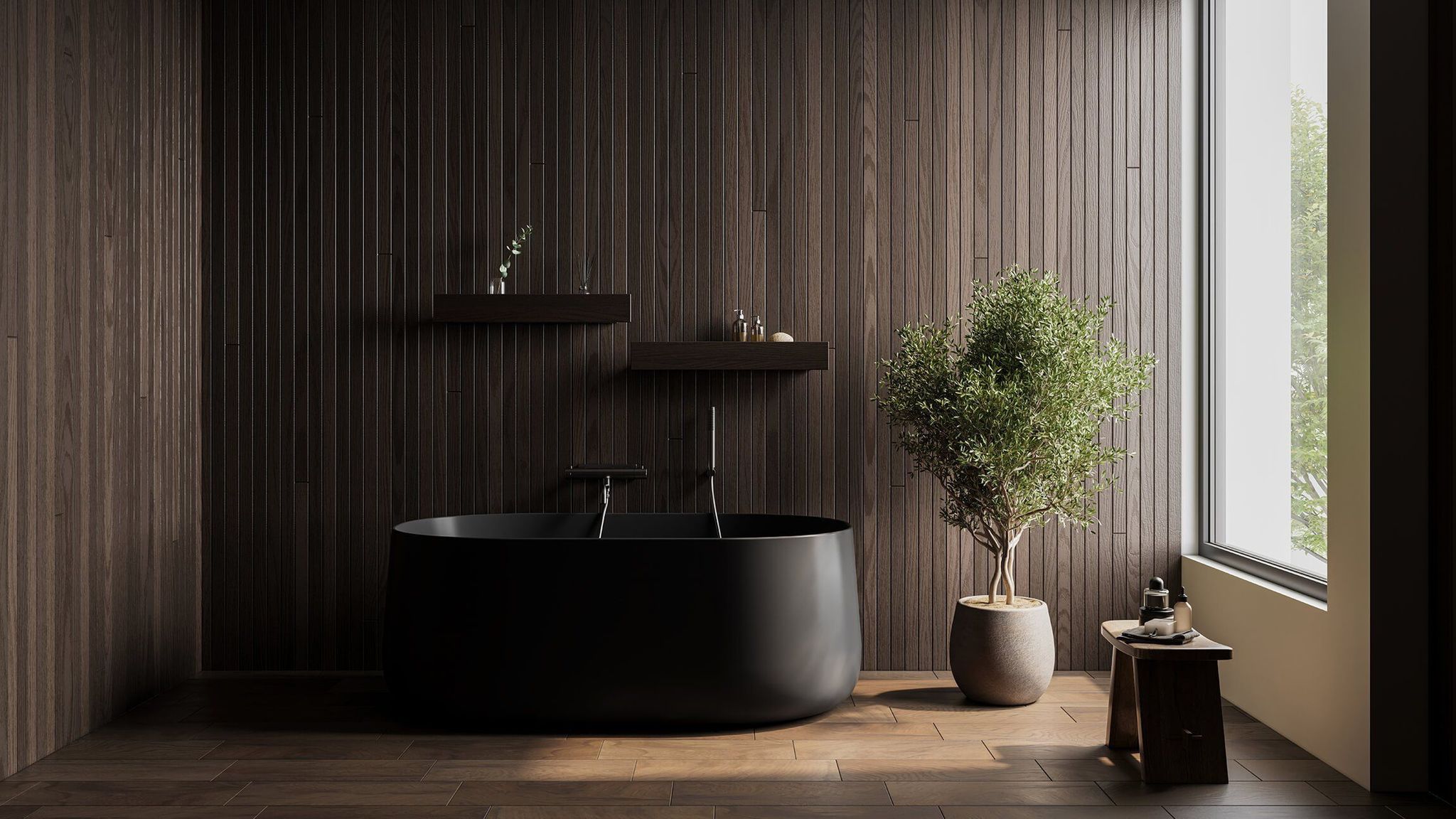 Black bathtub 3D furniture render