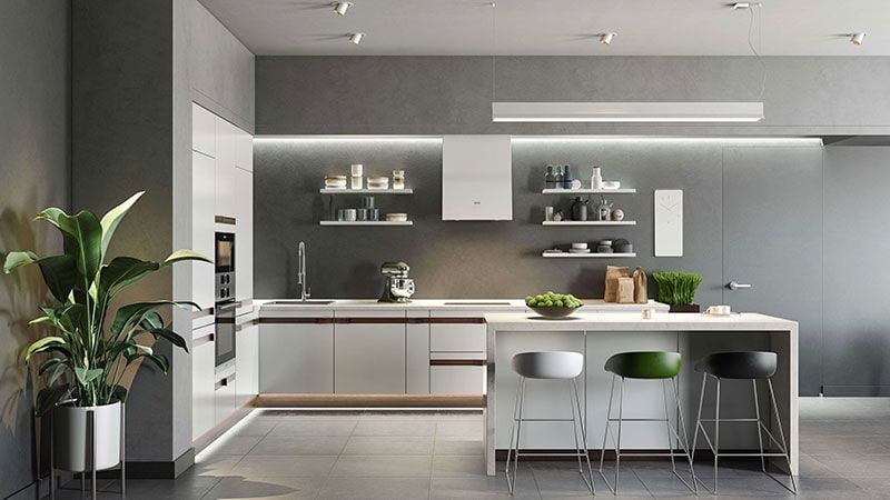3D Rendering of a Kitchen with Modern Home Appliances