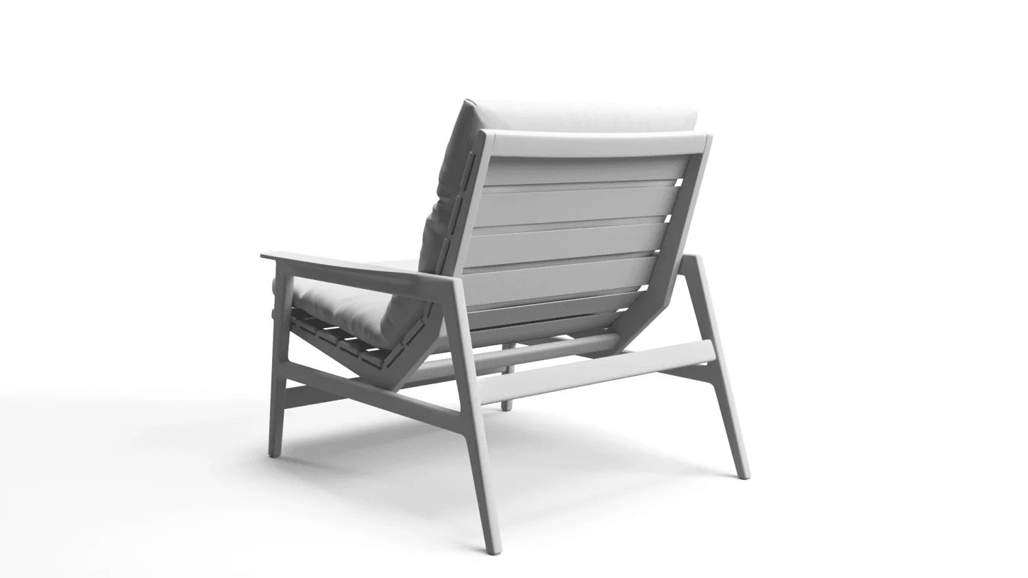Back view of a grey scale chair 3D model