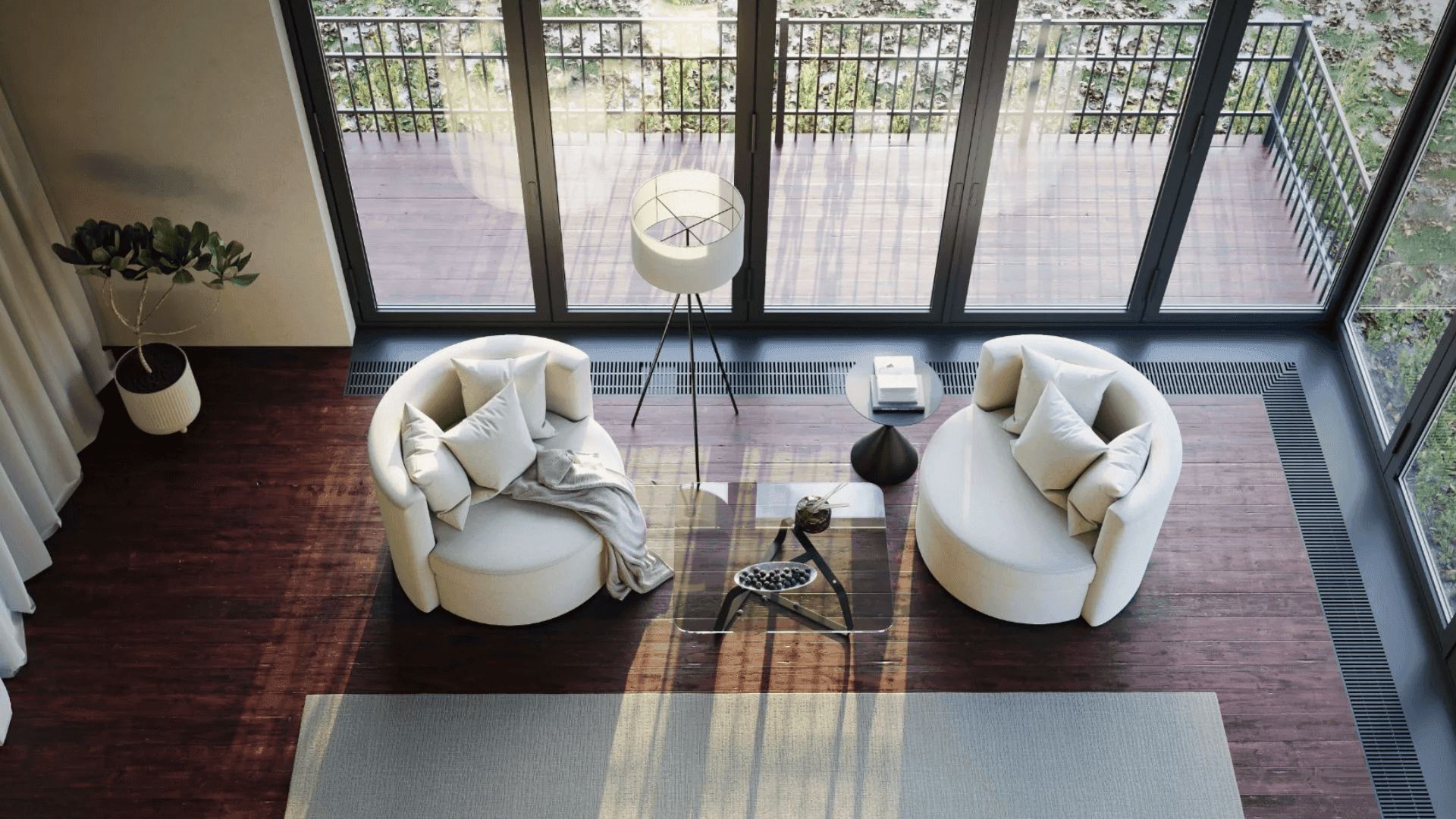 3D Rendering of White Armchairs