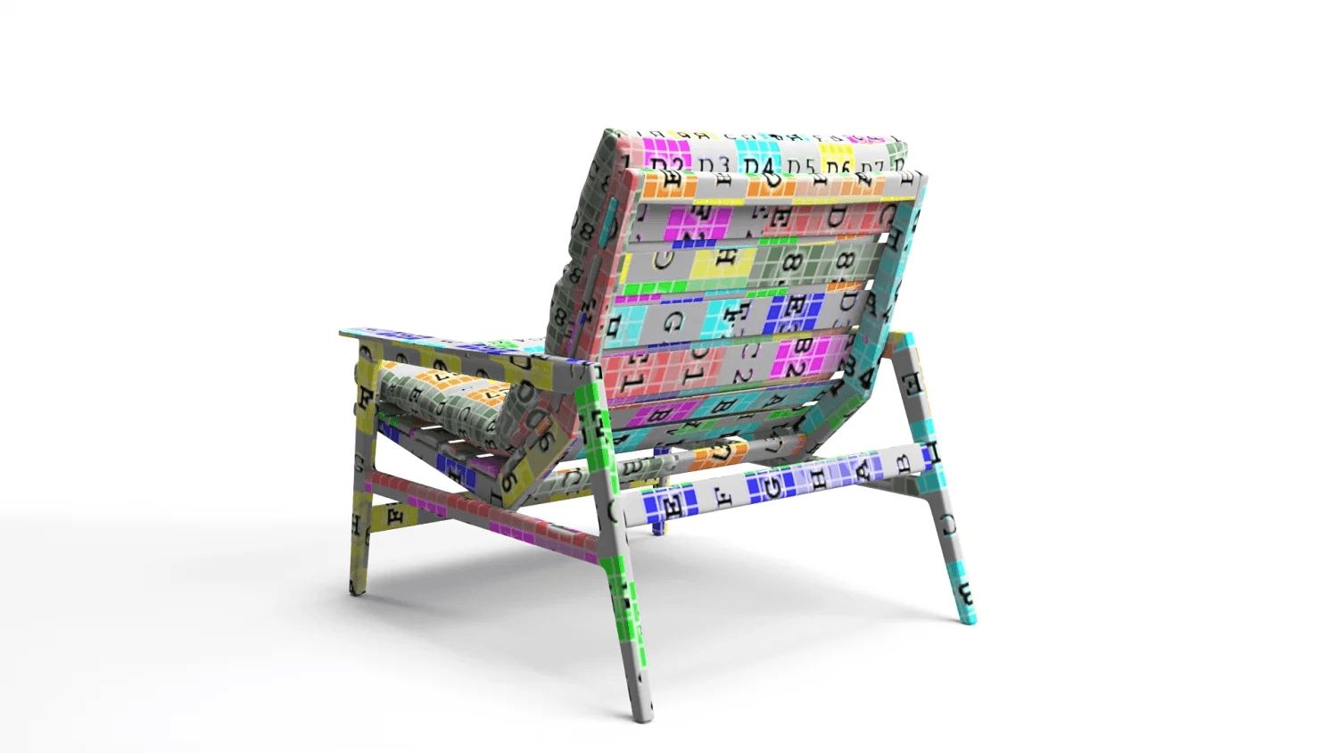 Texture mapping for a chair 3D model: Back shot