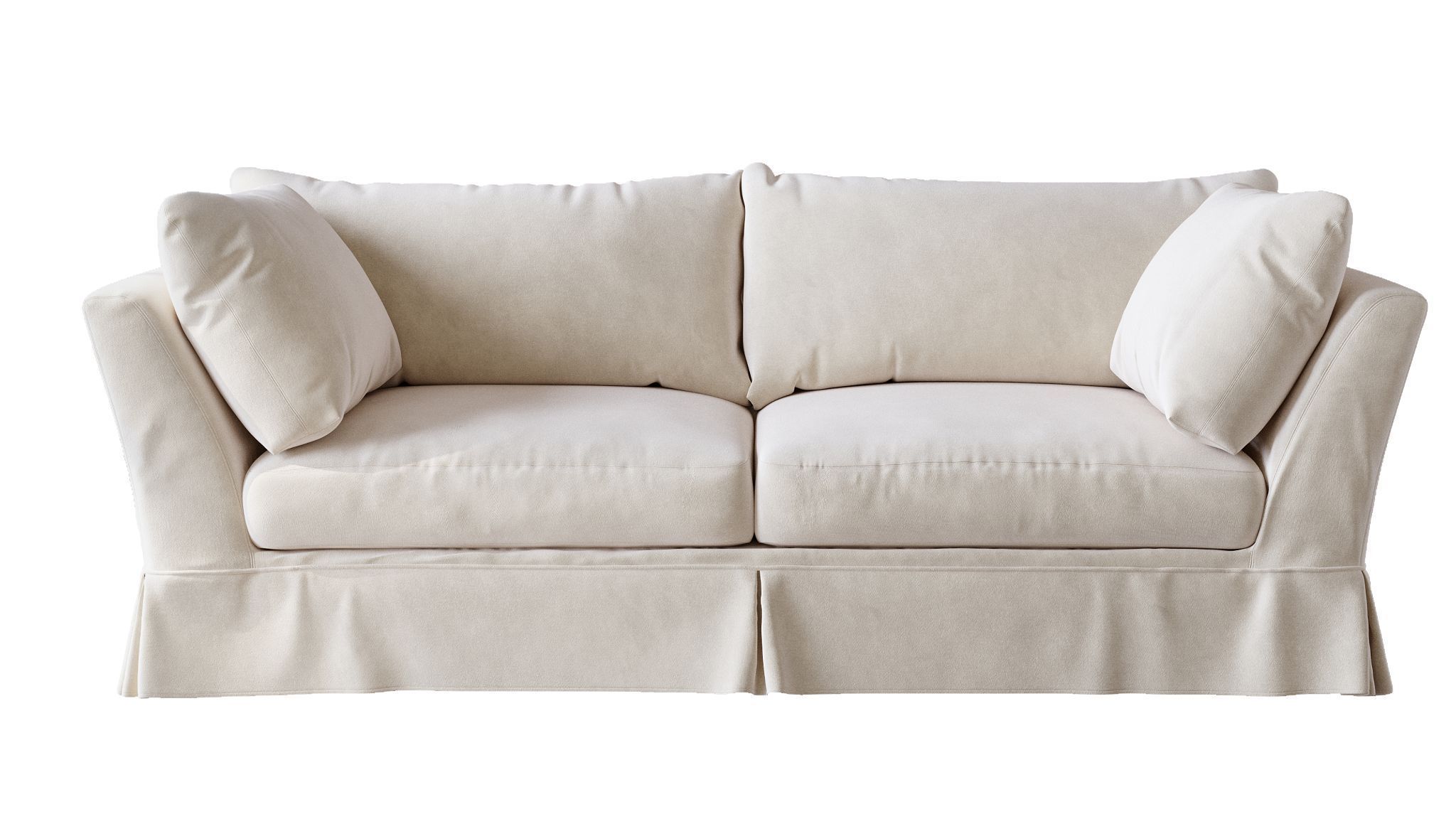 Silo 3D rendering of a white sofa on a plain background.