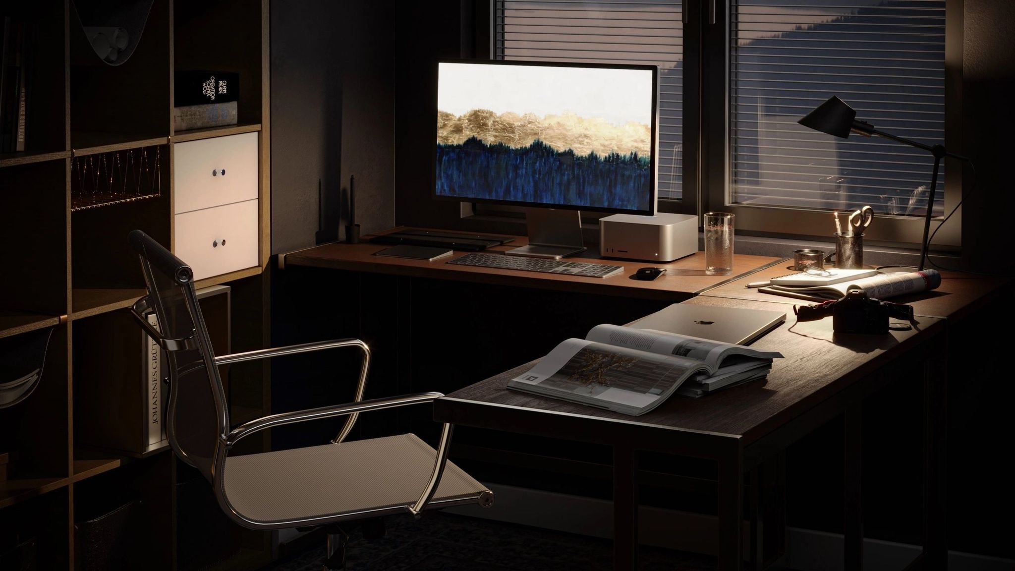 home office furniture rendering