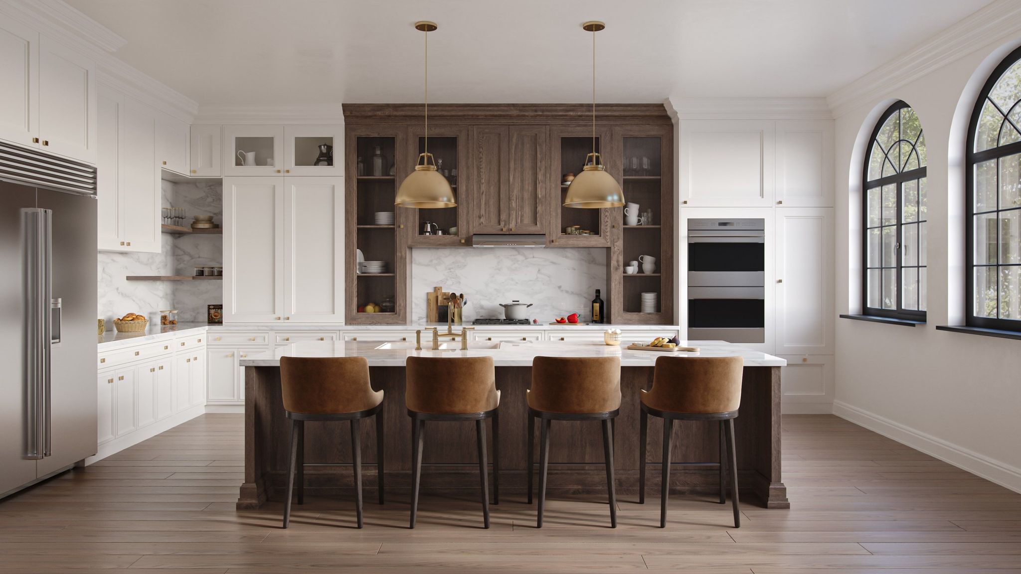 Brown Kitchen Lifestyle Rendering for a Range Hood