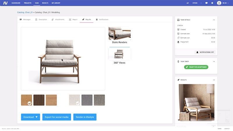 3D Rendering of Several Angles of a Chair