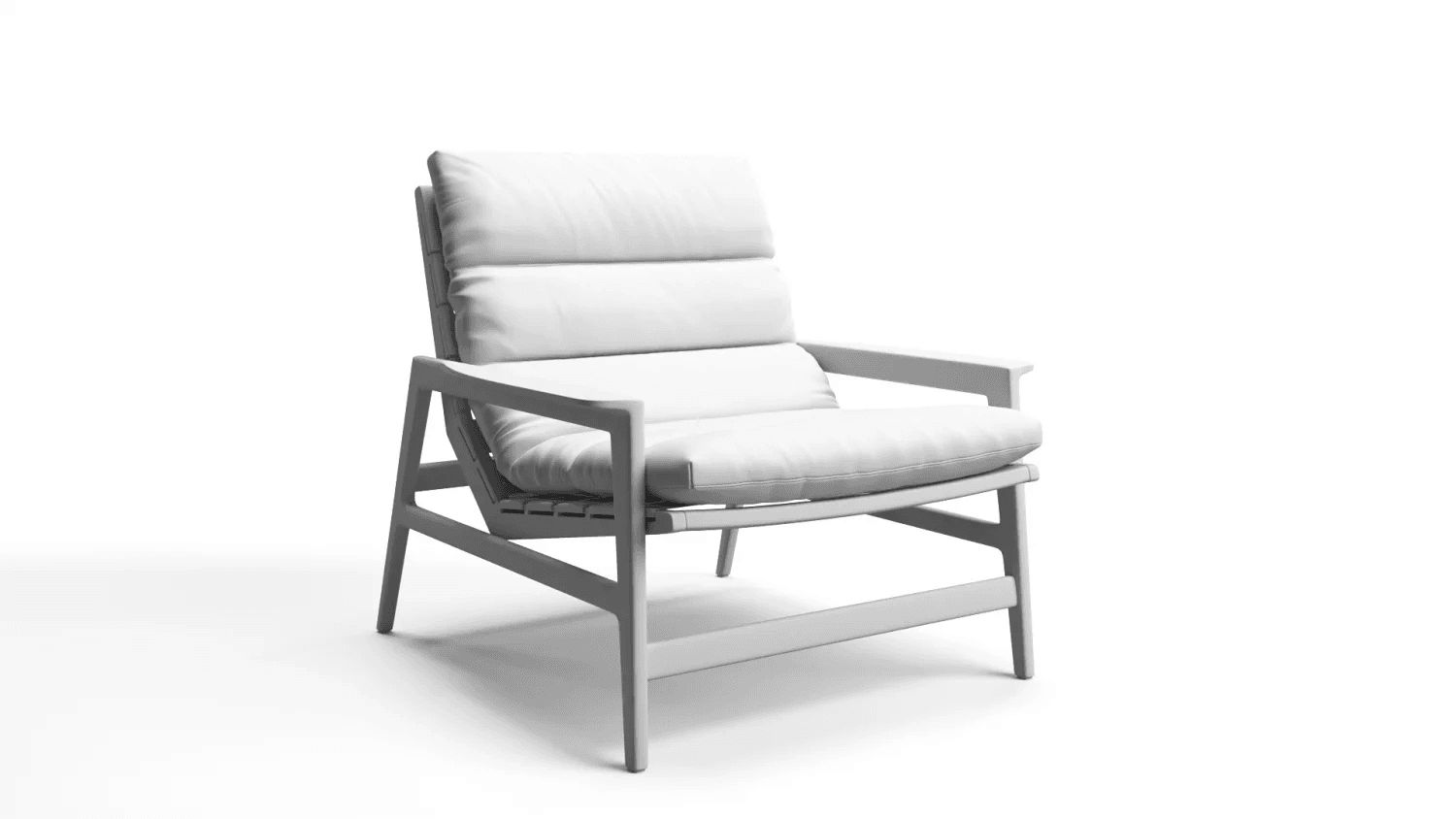 45-degree view of a grey scale chair 3D model