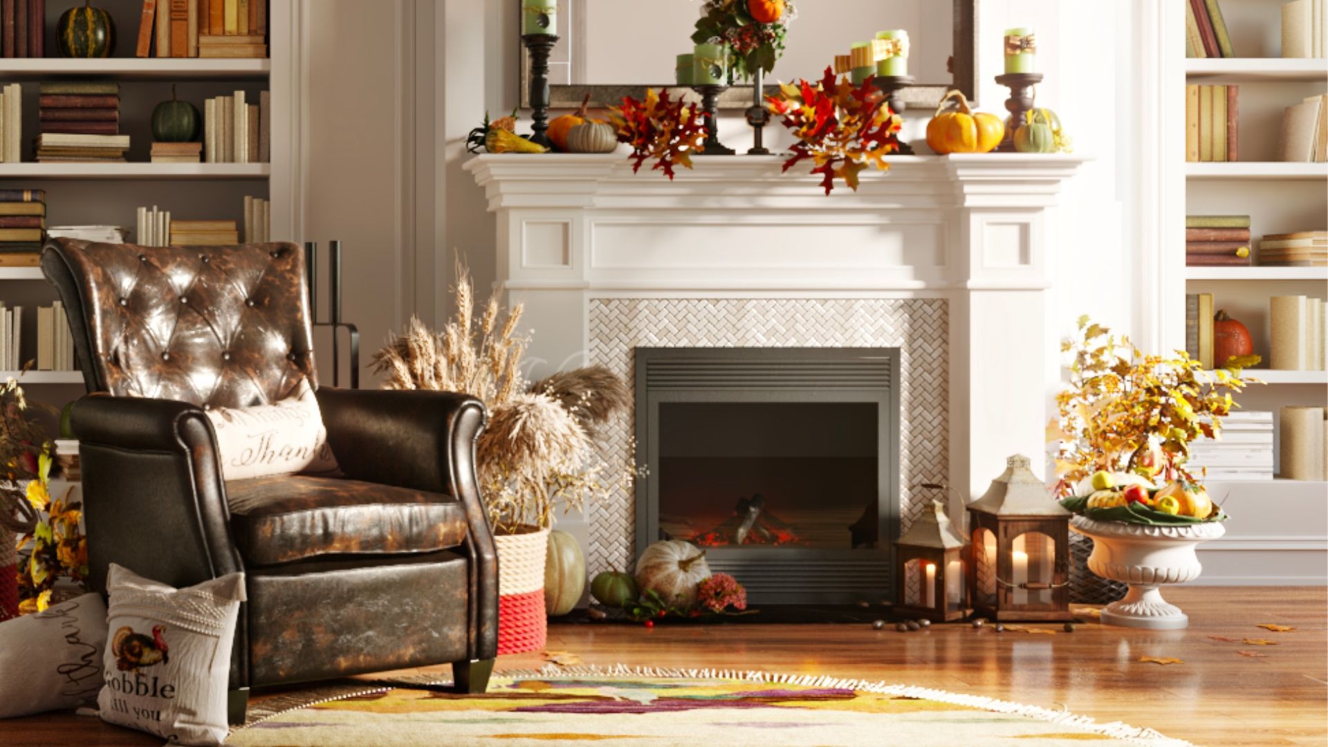 Autumnal Leather Armchair Rendering