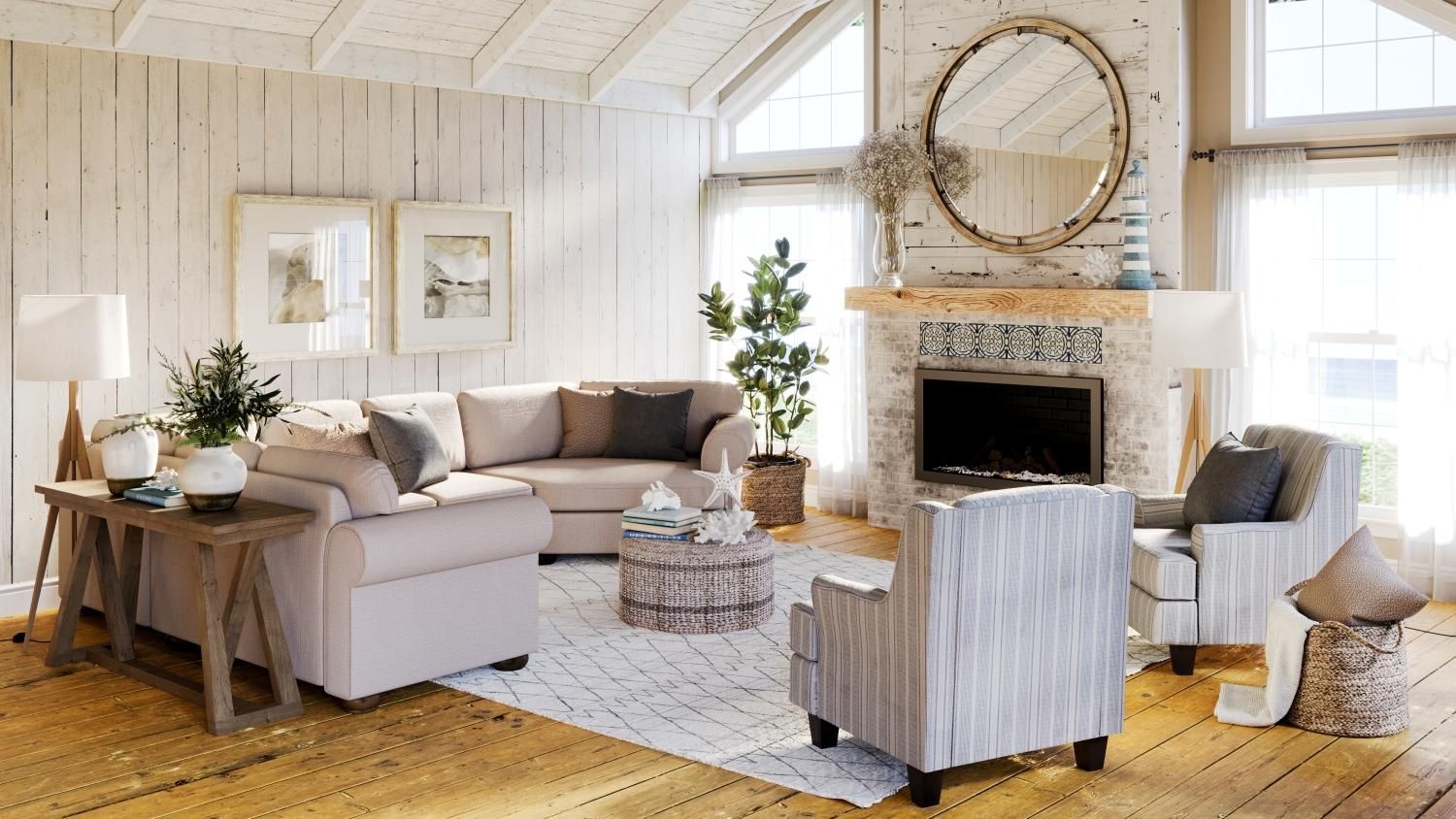 Rustic Living Room 3D Setting