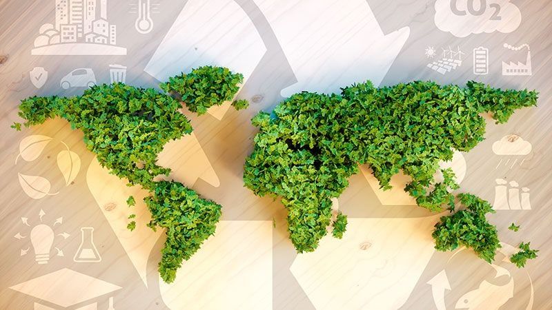 A Green World Map as a Symbol of the Latest Ecommerce Trend on Sustainability