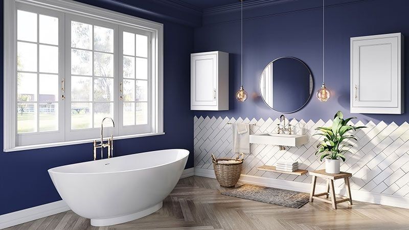 Blue and White Background for a Bathroom Lifestyle Image
