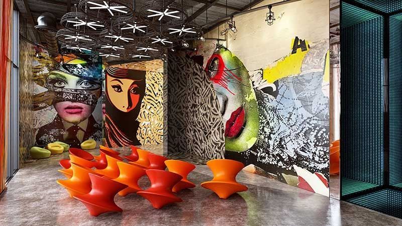 An Artistic 3D Lifestyle Image with Orange Furniture