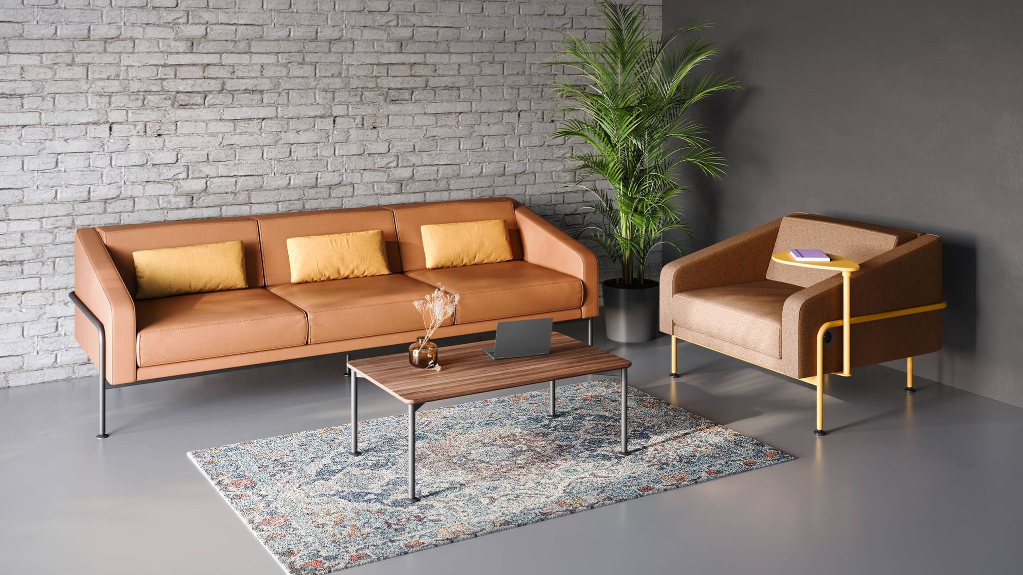 Leather Furniture Set 3D Rendering